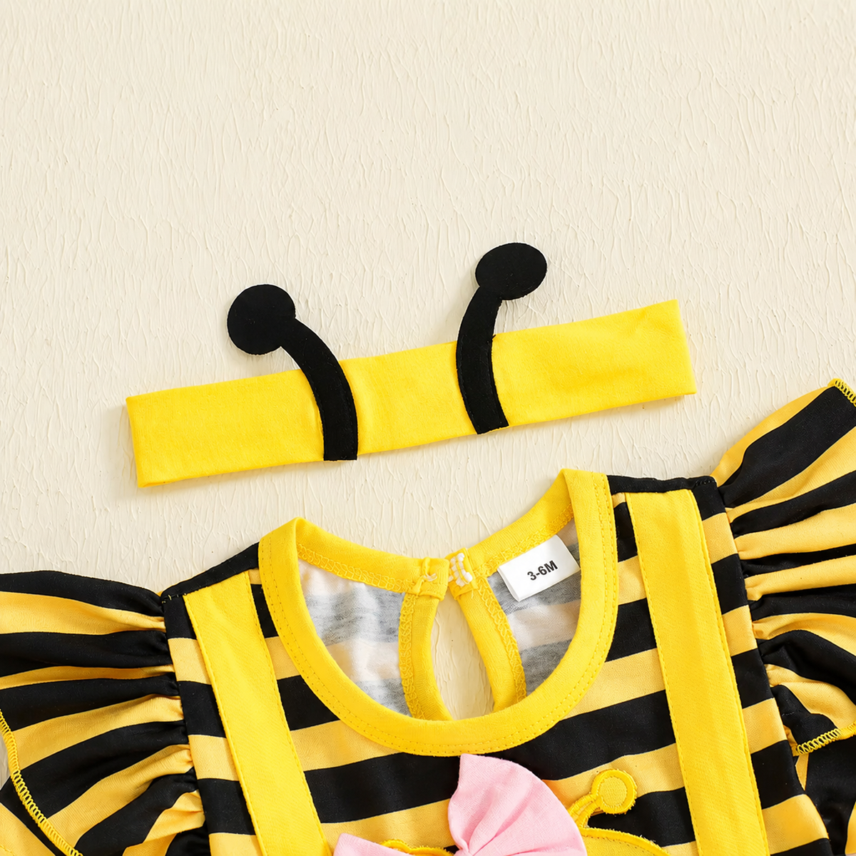 Baby Bee Costume Romper with Antenna Headband Photo Prop Outfit