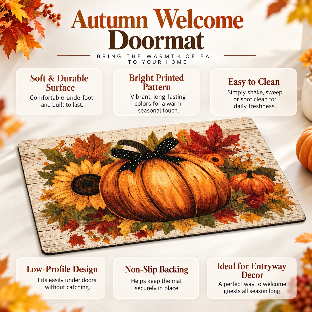Halloween Pumpkin Crystal Velvet Doormat Non Slip Entryway Welcome Mat