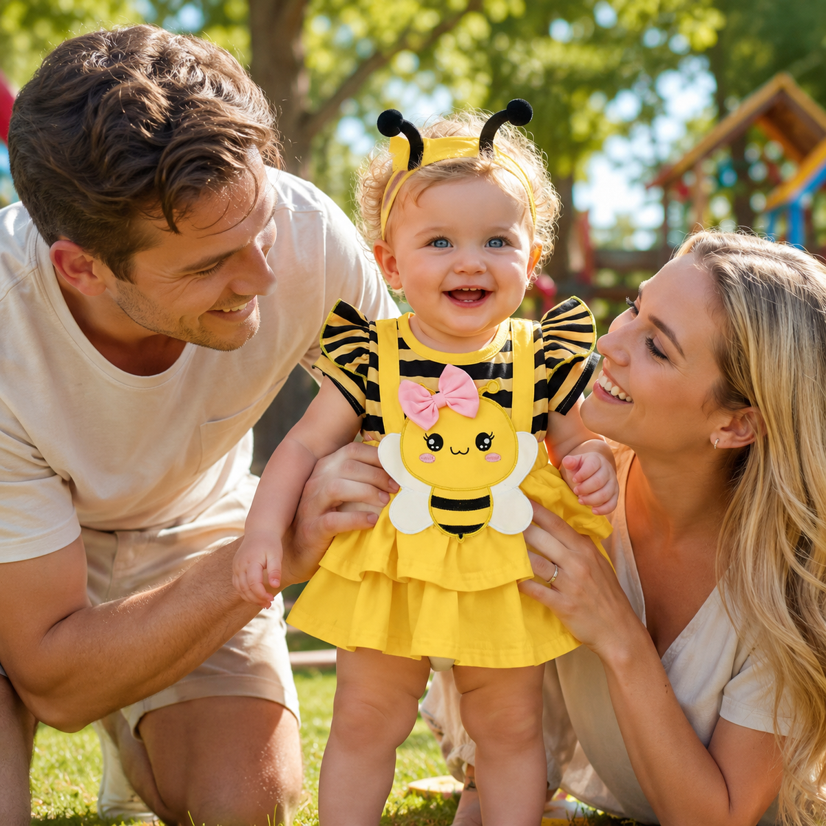 Baby Bee Costume Romper with Antenna Headband Photo Prop Outfit
