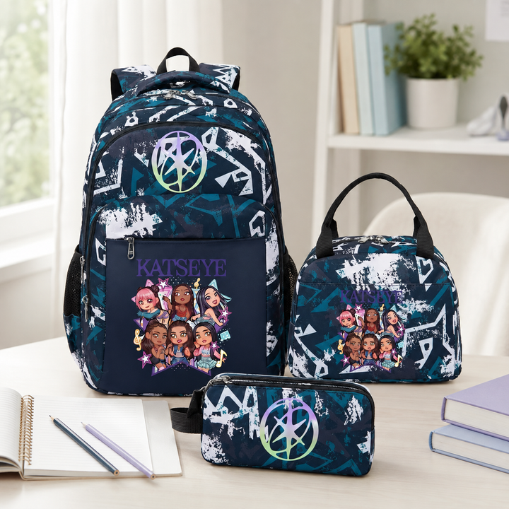Girls Katseye School Backpack Set with Lunch Bag and Pencil Case