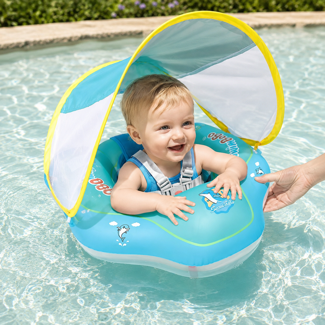 Baby Pool Float Canopy Inflatable Infant Swim Ring Bathing Summer Kids
