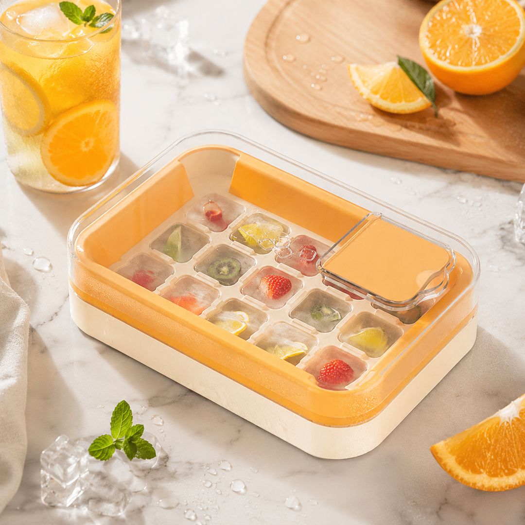 Press Type Ice Cube Mold Household Food Grade Ice Maker Tray Large Storage