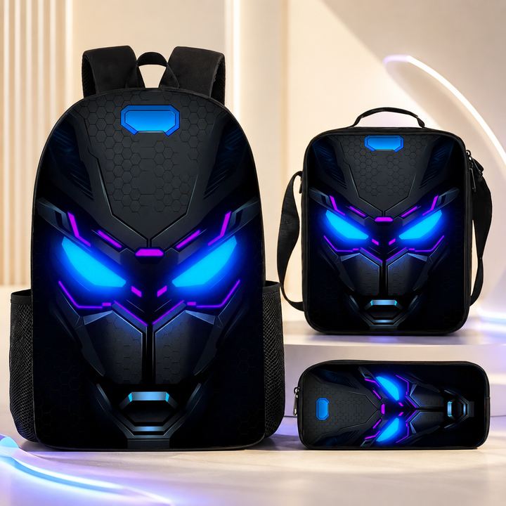 Boys Cyberpunk Robot School Backpack Set for Students