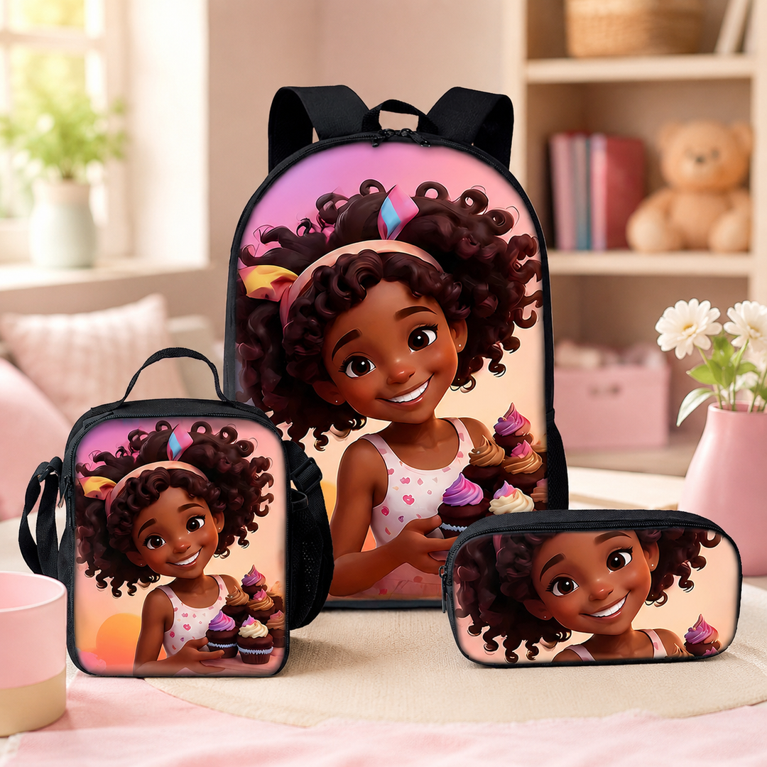 Coraline Girls School Backpack 3-Piece Set with Lunch Bag &amp; Pencil Case