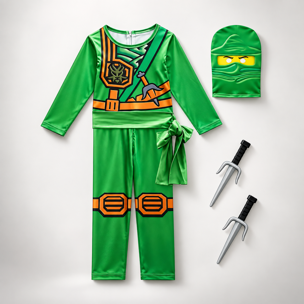 Boys Ninja Warrior Costume with Sai Weapons Halloween Dress Up Set