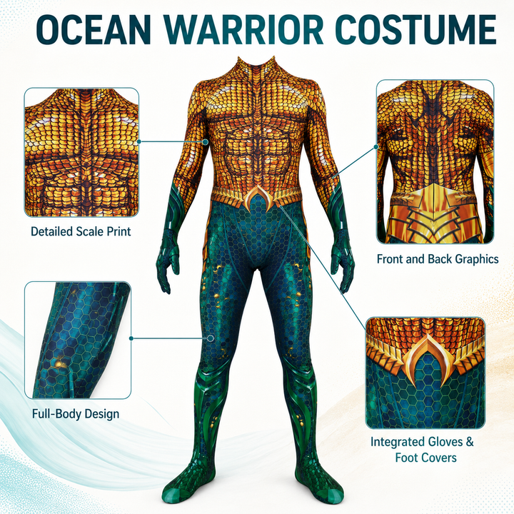 Aquaman Zentai Bodysuit Costume for Adult Halloween