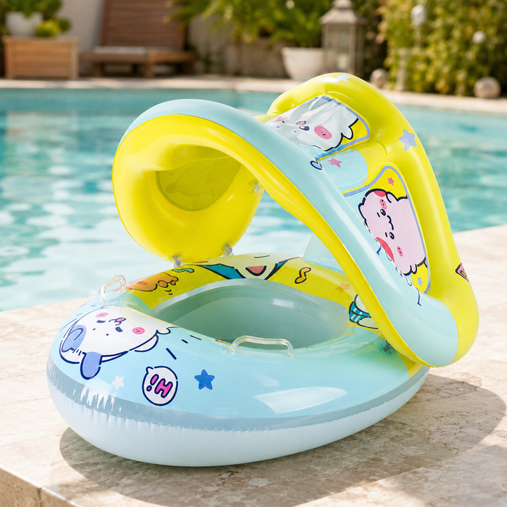 Inflatable Swim Ring Sun Canopy Pool Float Sunshade Summer Beach Water