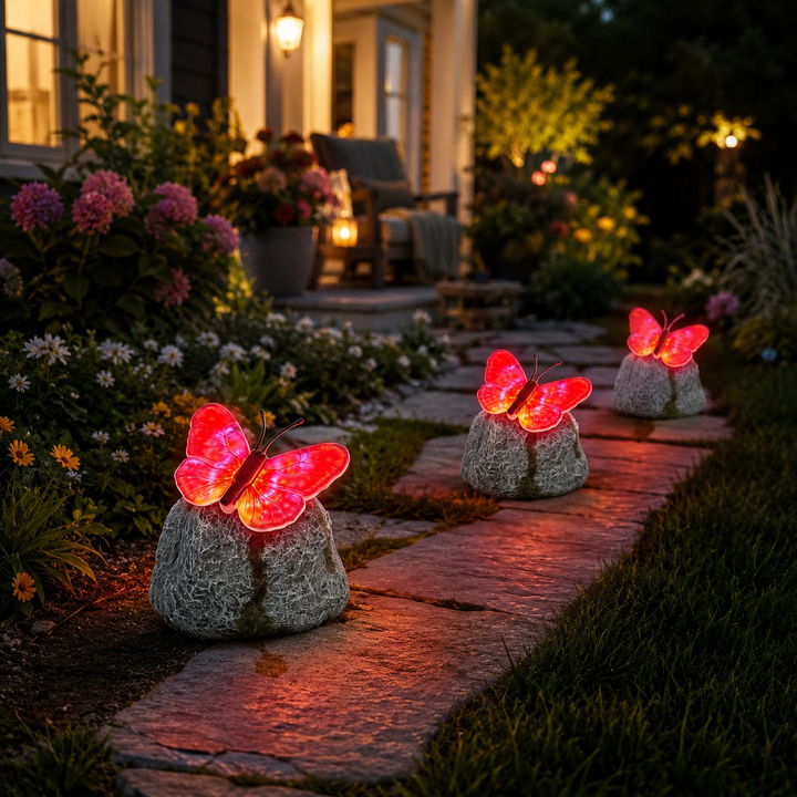 Solar Simulated Stone Butterfly Lamp Outdoor Garden Yard Decoration Landscape Lighting