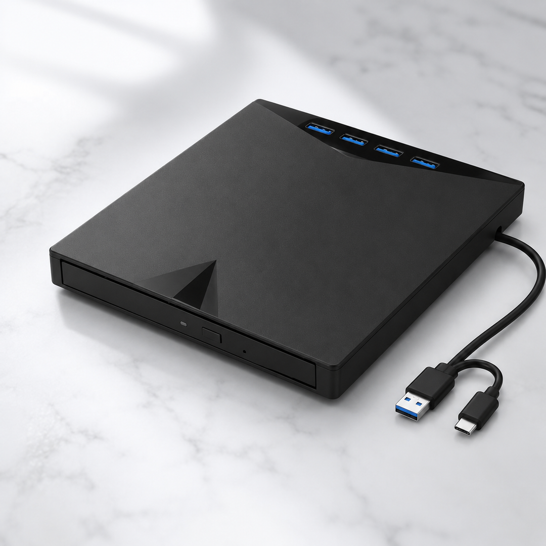 External CD DVD Drive 7 In 1 USB 3.0 Slim Reader Writer Burner with Card Reader