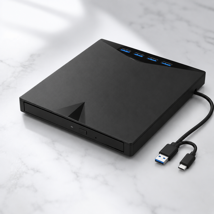 External CD DVD Drive 7 In 1 USB 3.0 Slim Reader Writer Burner with Card Reader