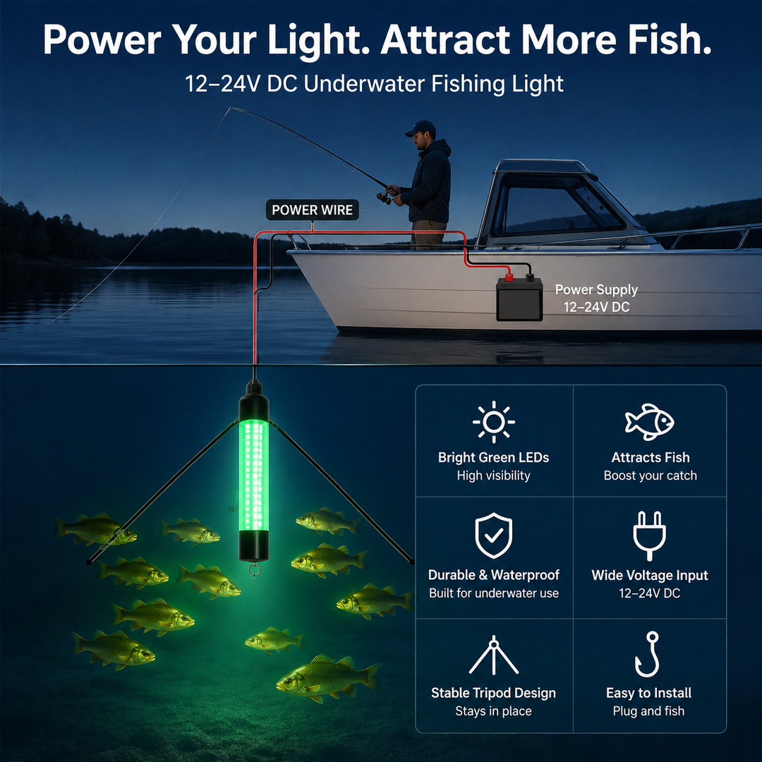 Underwater Fishing Light 12V 120 Green LED Submersible Lamp 50000LM Night Fishing
