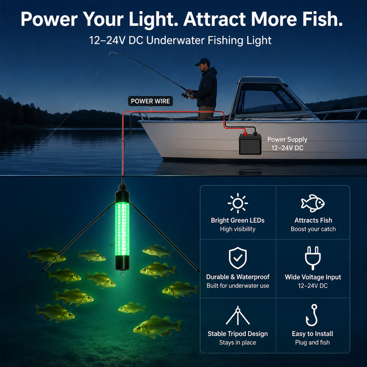 Underwater Fishing Light 12V 120 Green LED Submersible Lamp 50000LM Night Fishing