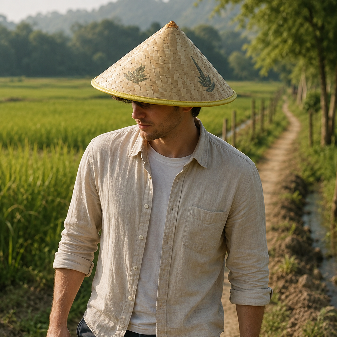 Bamboo Rattan Fisherman Hat Handmade Straw Bucket Cone Outdoor Sunshade
