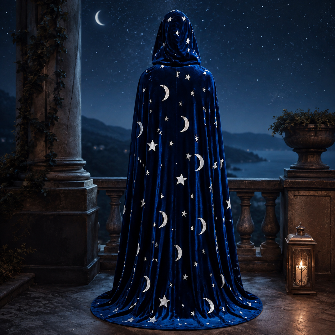 Star and Moon Velvet Cape Costume Wizard Halloween Costume