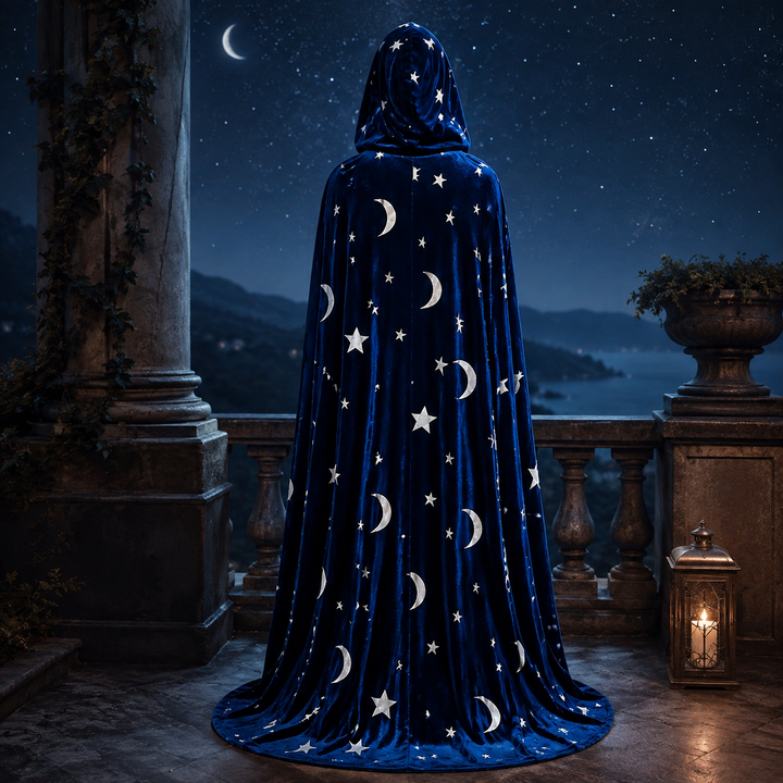 Star and Moon Velvet Cape Costume Wizard Halloween Costume