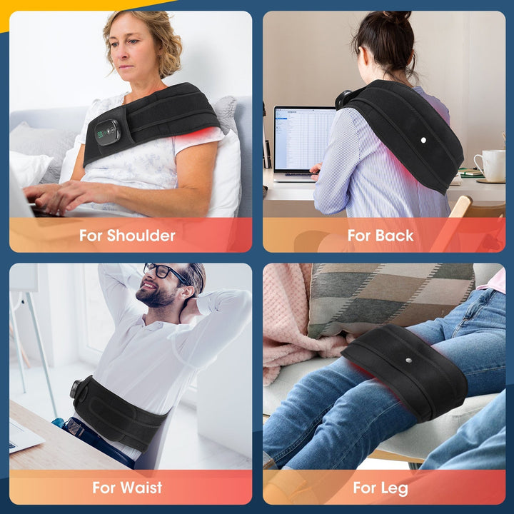 LED Back Massager with Red Light Therapy and Heat Function