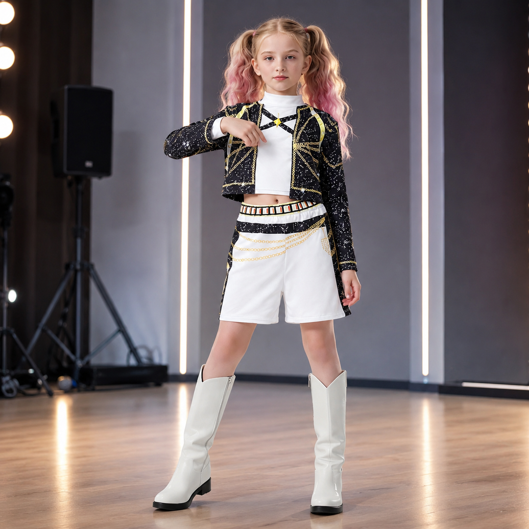 Girls Sparkle Star Print Performance Costume Set
