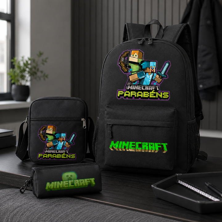 Minecraft Story Mode 3-Piece School Backpack Set with Crossbody Bag &amp; Pencil Case