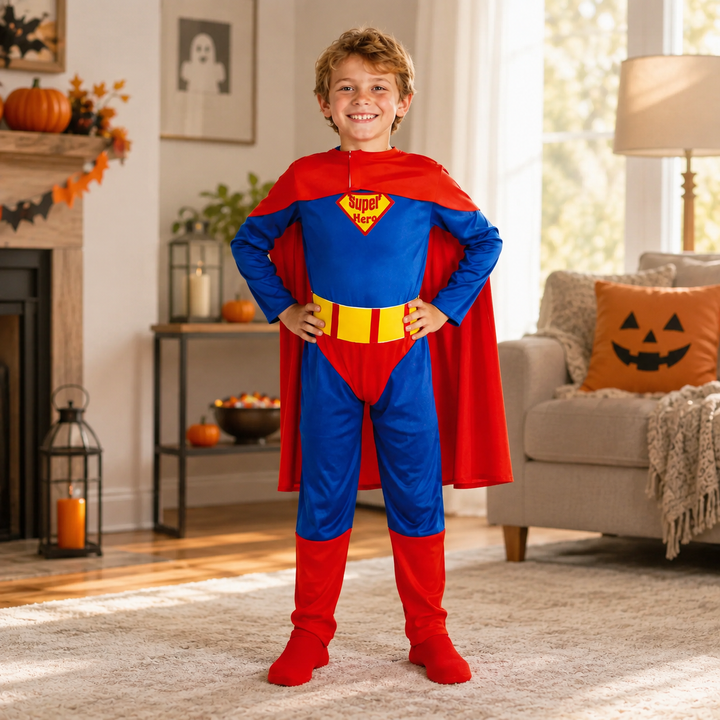 Superhero Costume Dress with Cape for Girls Halloween Costume