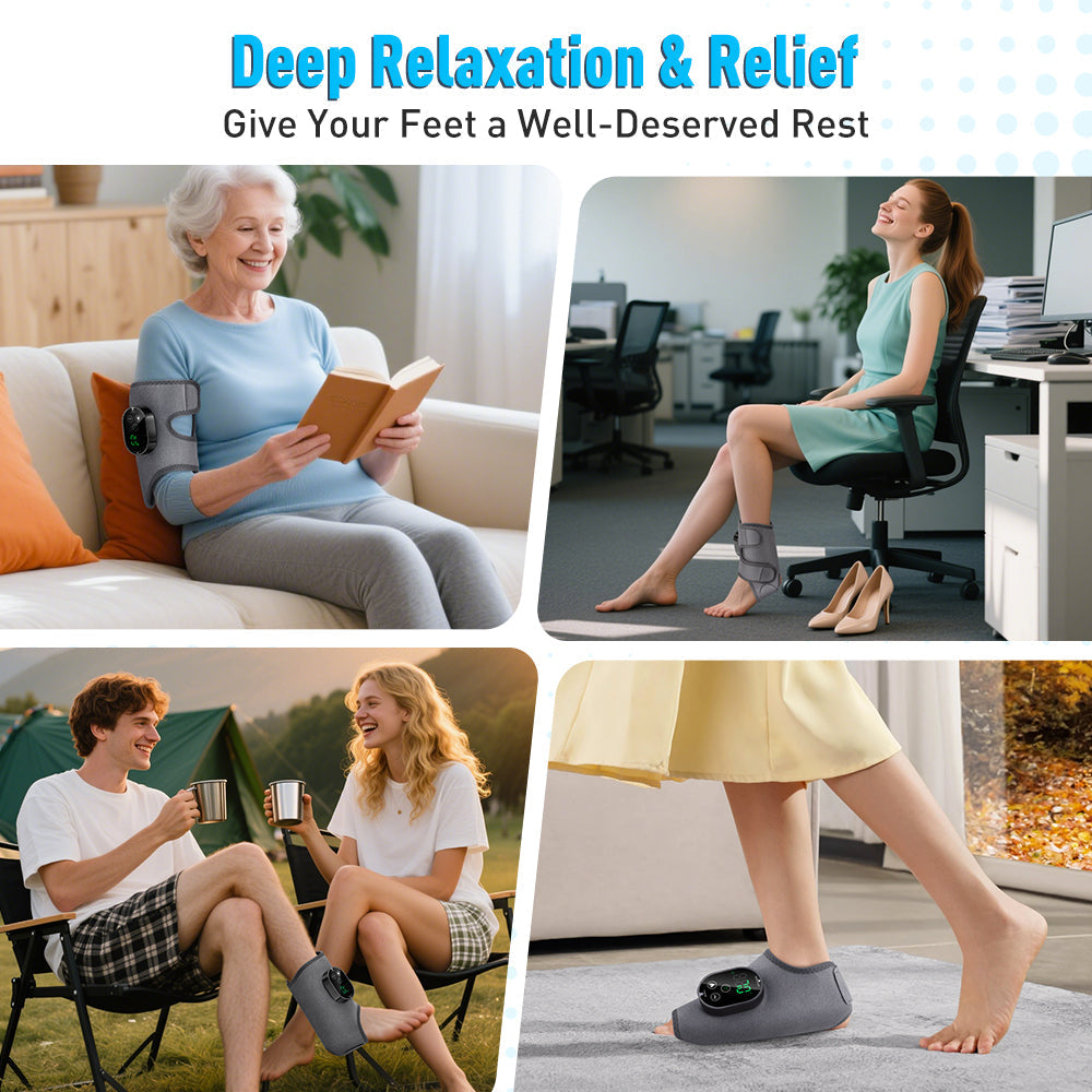 Cordless 4 in 1 Massage Pad for Elbow Knee Foot Ankle Relief