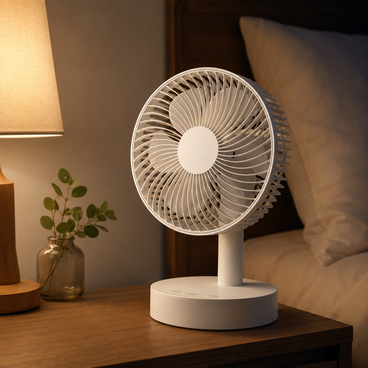 USB Desk Fan 3600mAh 4-Speed Adjustable Oscillating Portable Table