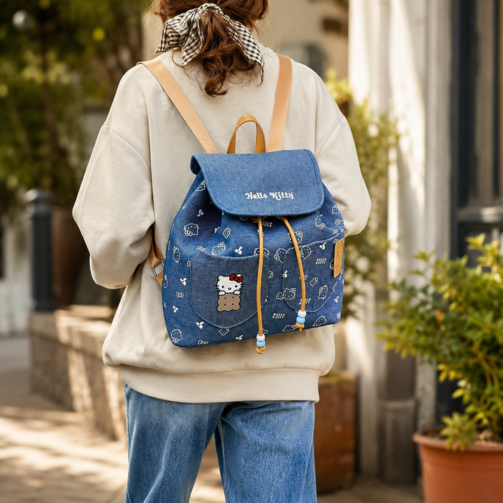 Hello Kitty Girls School Backpack, Denim