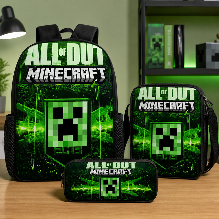 Minecraft Legends Boys 3-Piece School Backpack Set with Lunch Bag &amp; Pencil Case