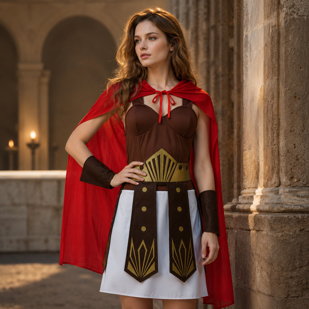 Roman Gladiator Costume Warrior Costume with Cape for Men and Women