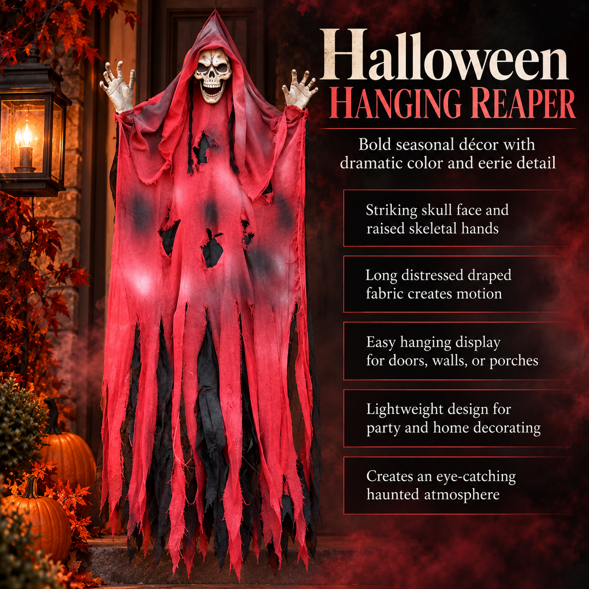 Hanging Skeleton Reaper Prop Haunted House Halloween Decoration