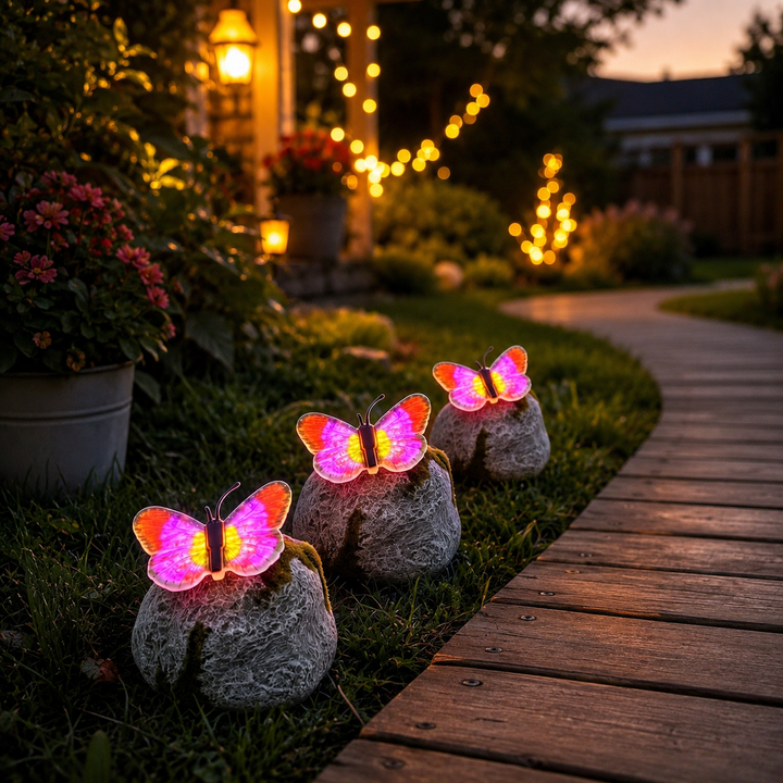 Solar Simulated Stone Butterfly Lamp Outdoor Garden Yard Decoration Landscape Lighting