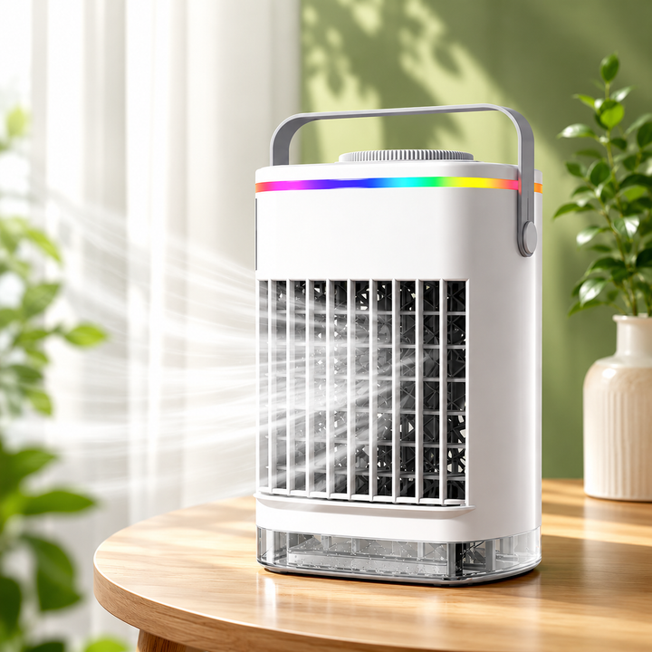 Mini Portable Air Conditioner Fan 4-in-1 USB Air Cooler Humidifier 8H Timer