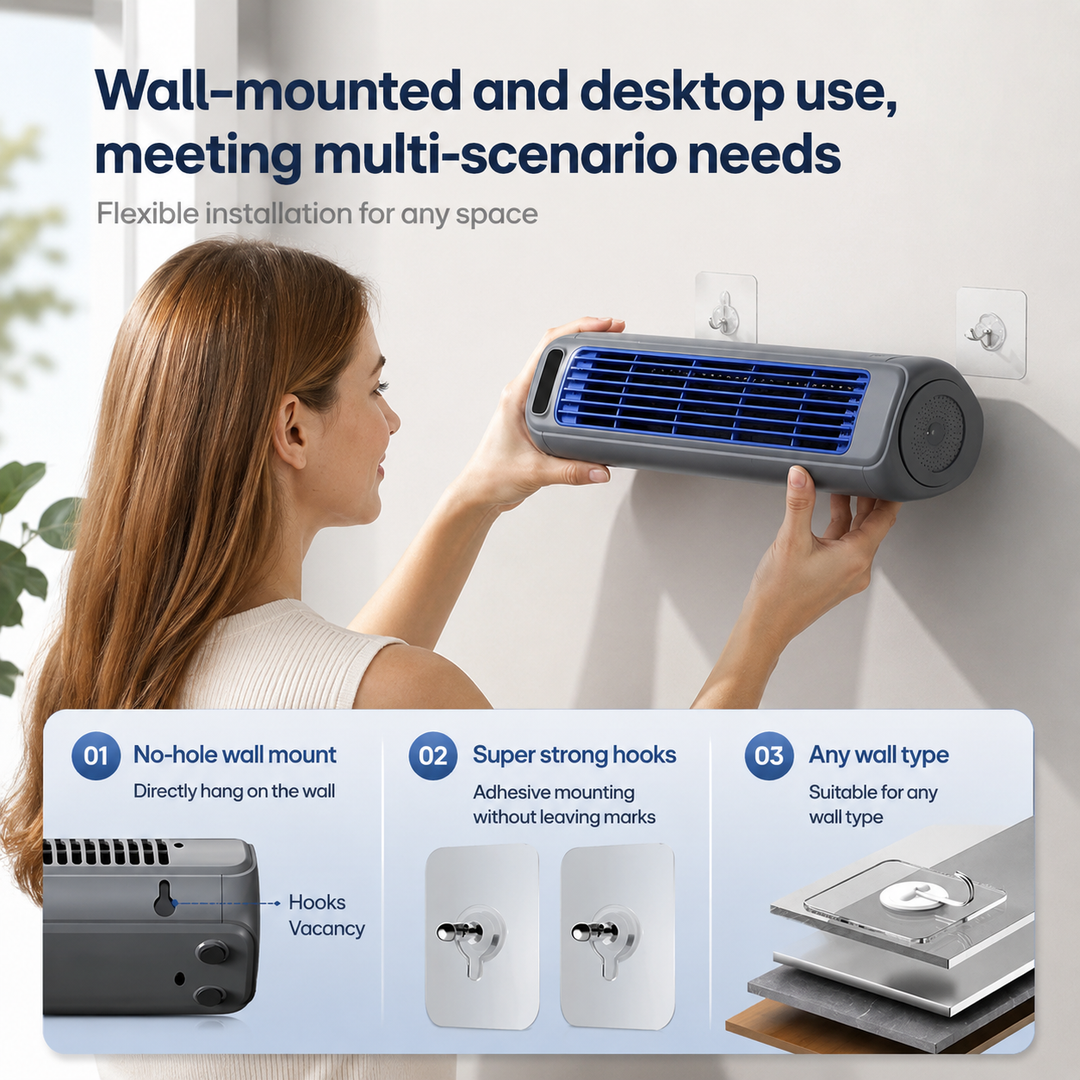 Portable Tower Fan 2000mAh Rechargeable Quiet Desktop Cooling Fan 3 Speed
