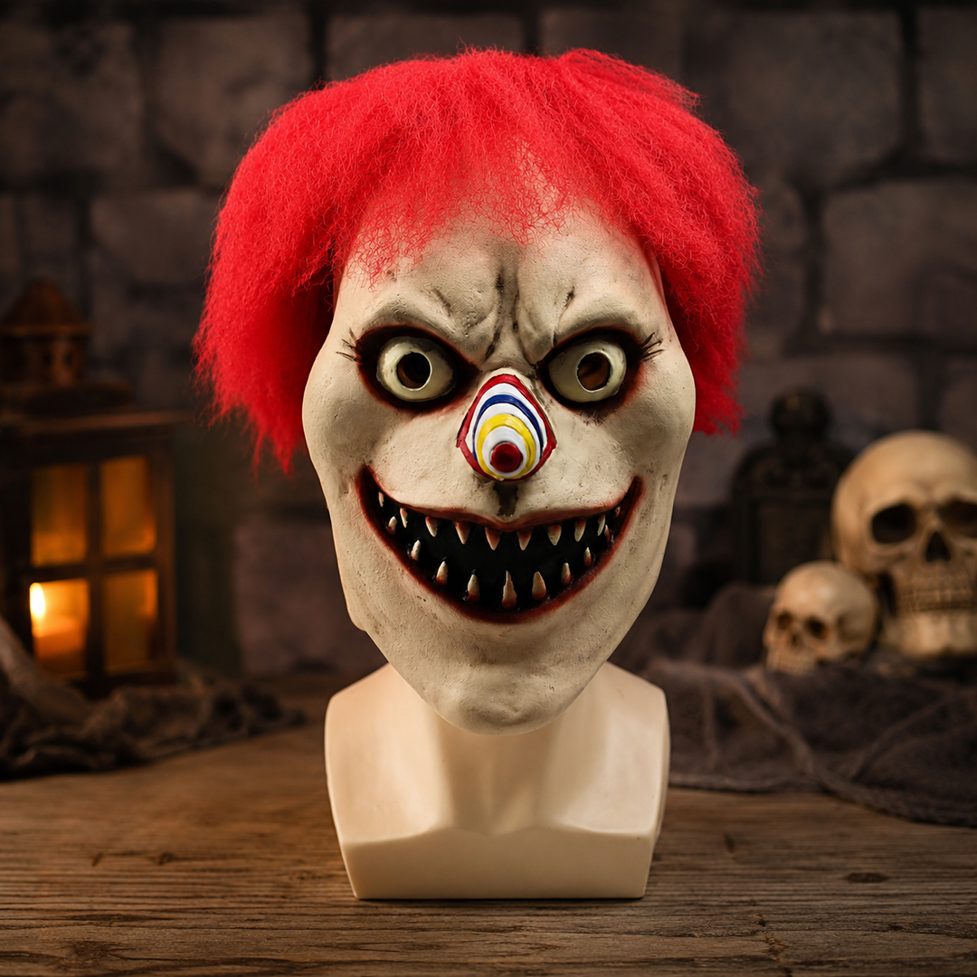 Evil Clown Mask Red Hair Horror Halloween Costume Mask