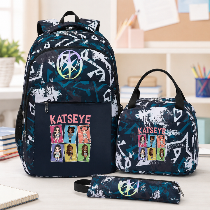 Girls Katseye School Backpack Set with Lunch Bag and Pencil Case