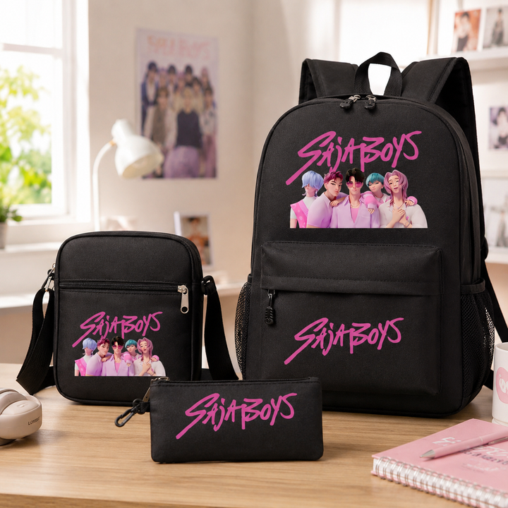 KPop Demon Hunters 3-Piece School Backpack Set with Crossbody Bag and Pencil Case