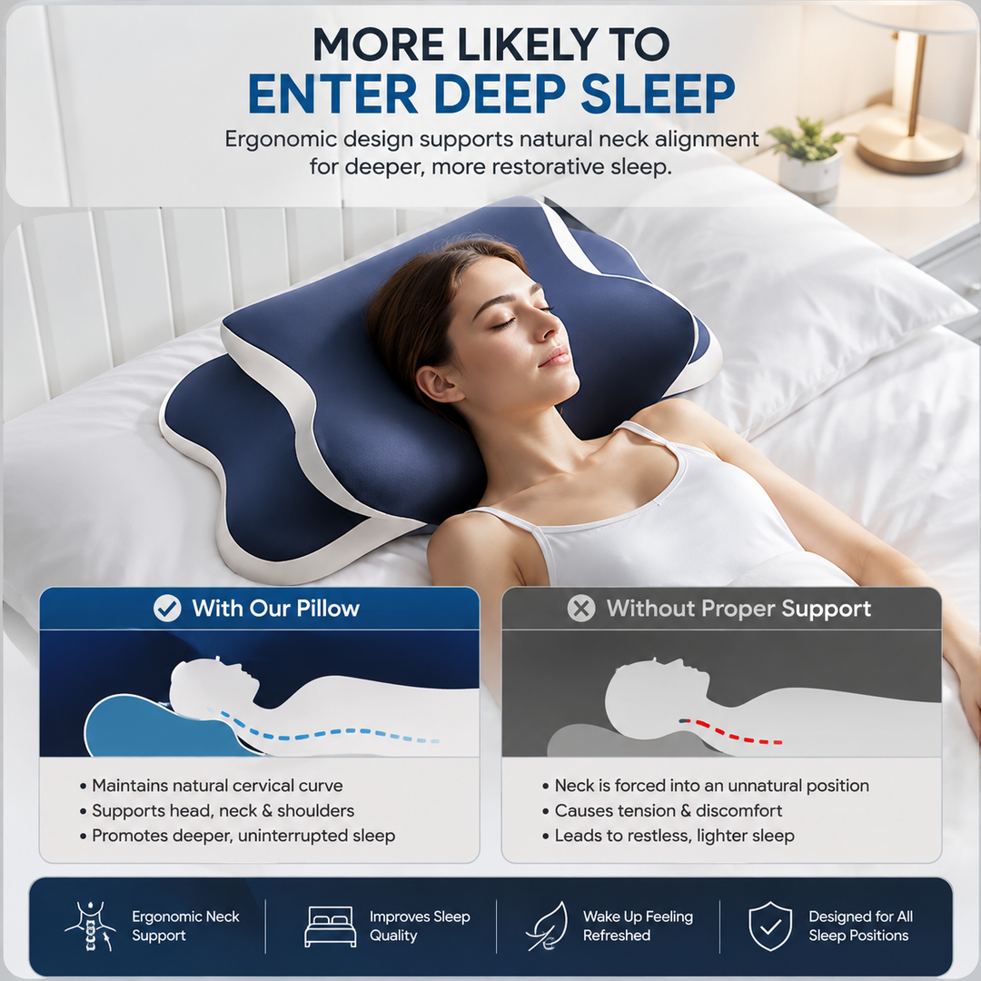 Memory Foam Cervical Pillow Neck Pain Relief Ergonomic Orthopedic Neck Support
