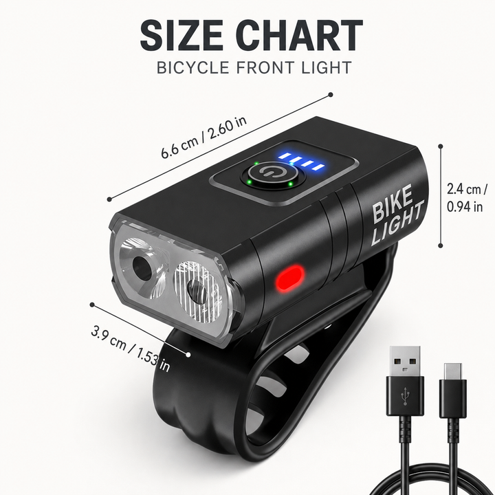 LED Bicycle Front and Rear Light USB Rechargeable 1000 and 500 Lumens