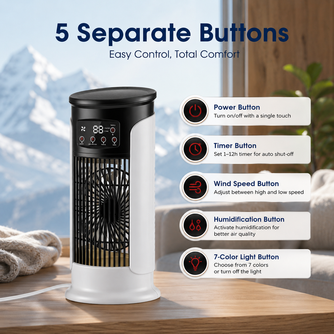 Portable Air Conditioning Tower Fan 6 Speed USB Mini Air Cooler Humidifier