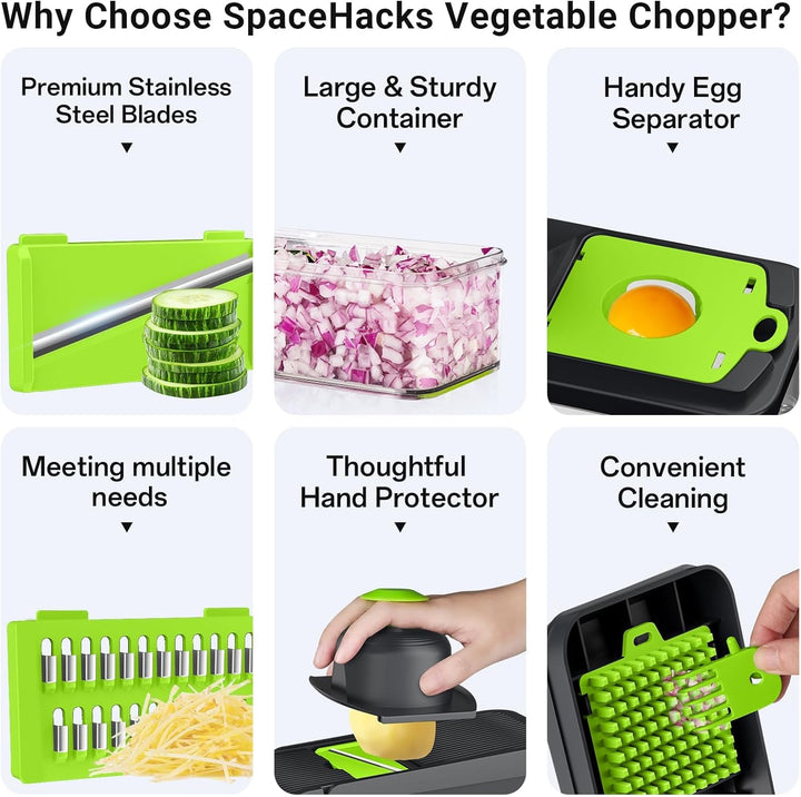 Vegetable Chopper 12-in-1 with 7 Blades and Mandoline