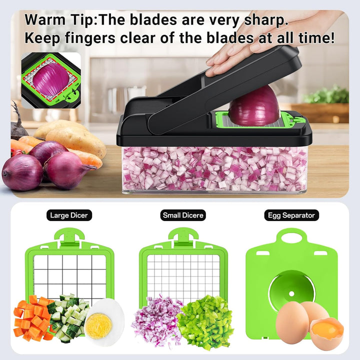 Vegetable Chopper 12-in-1 with 7 Blades and Mandoline