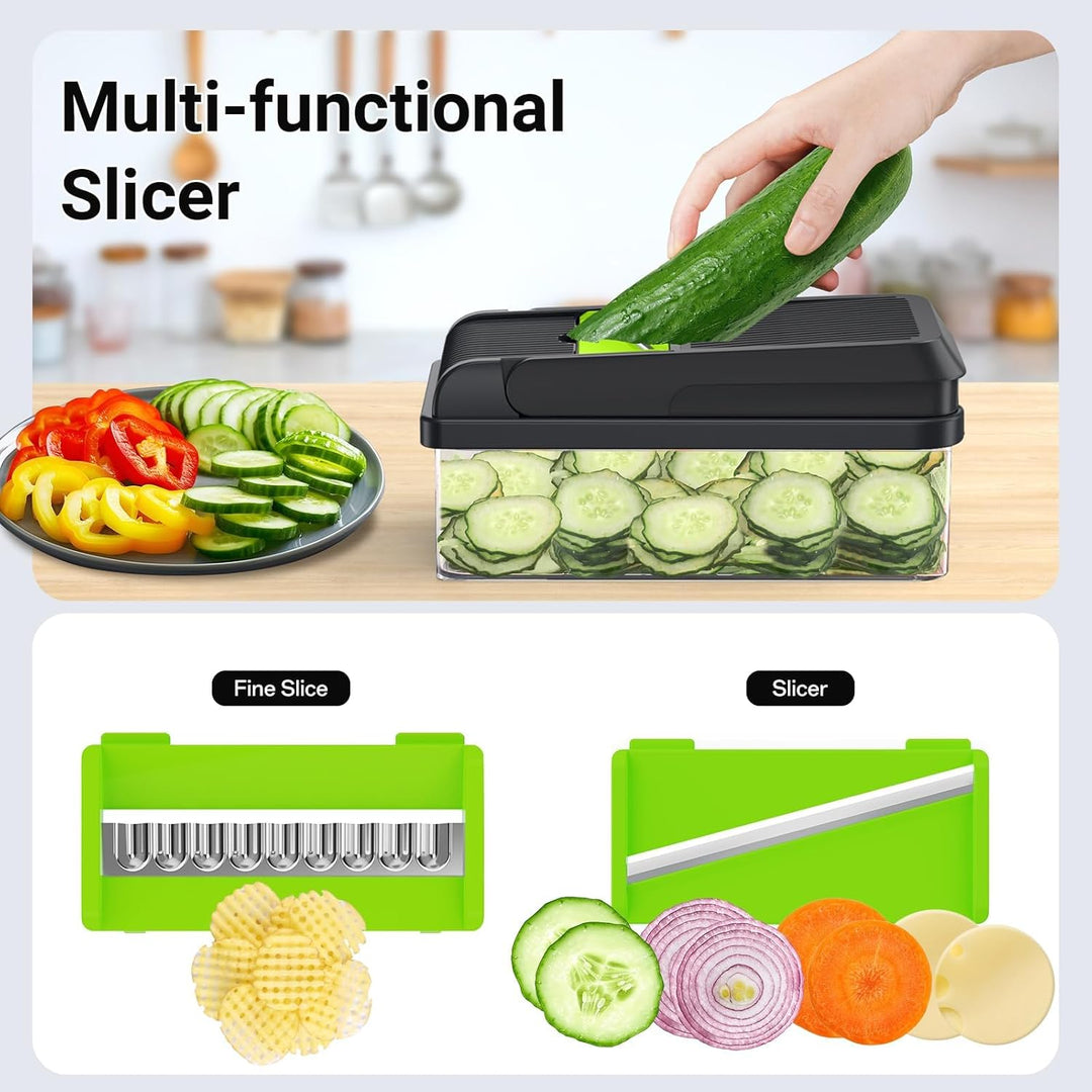 Vegetable Chopper 12-in-1 with 7 Blades and Mandoline