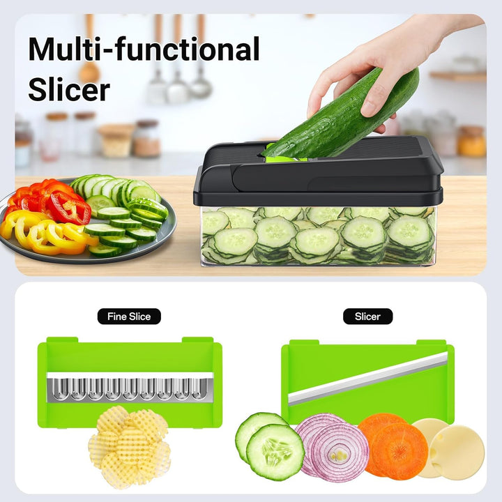 Vegetable Chopper 12-in-1 with 7 Blades and Mandoline