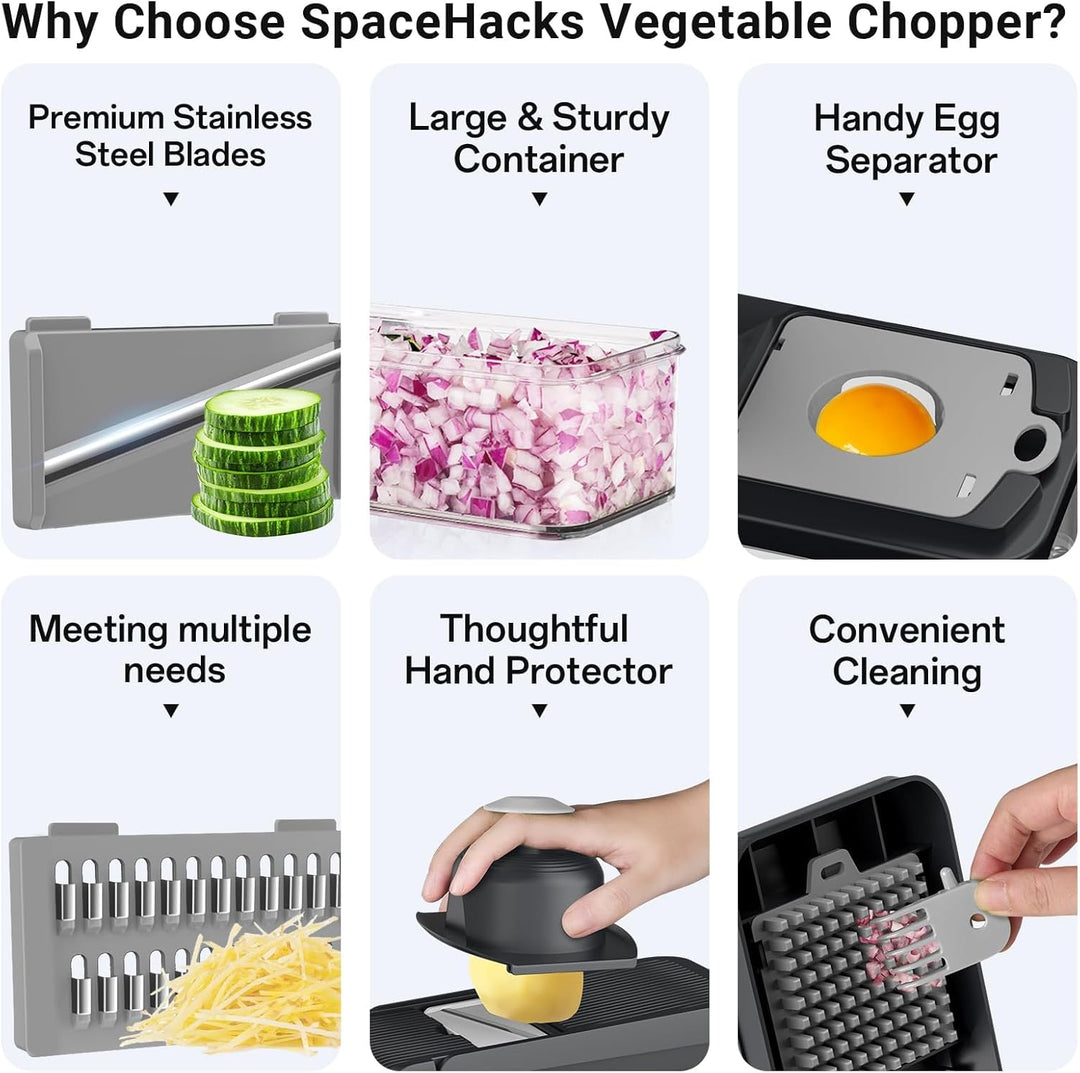 Vegetable Chopper 12-in-1 with 7 Blades and Mandoline