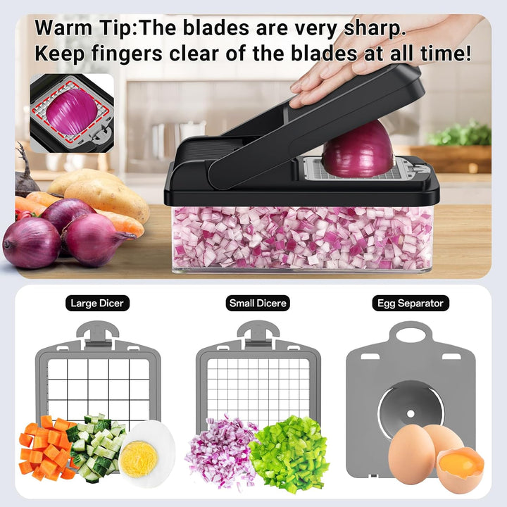 Vegetable Chopper 12-in-1 with 7 Blades and Mandoline