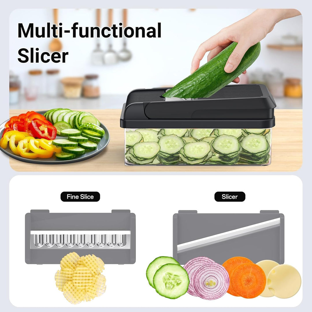 Vegetable Chopper 12-in-1 with 7 Blades and Mandoline