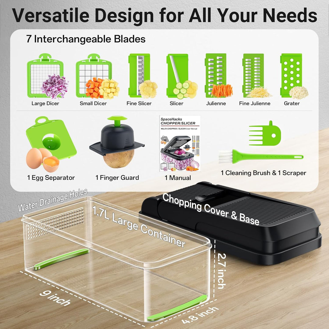 Vegetable Chopper 12-in-1 with 7 Blades and Mandoline