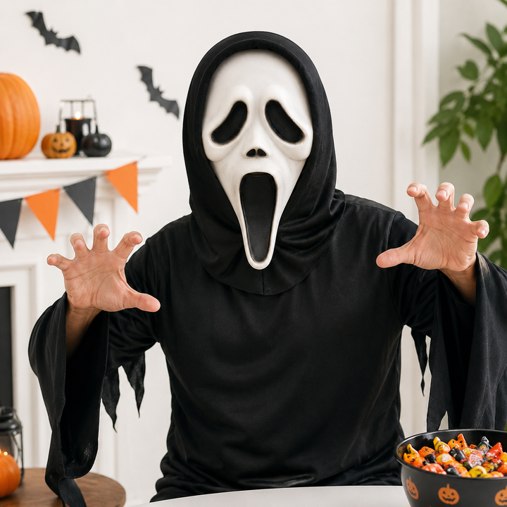 Ghostface Mask with Mesh Eyes - Scream Halloween Costume Mask