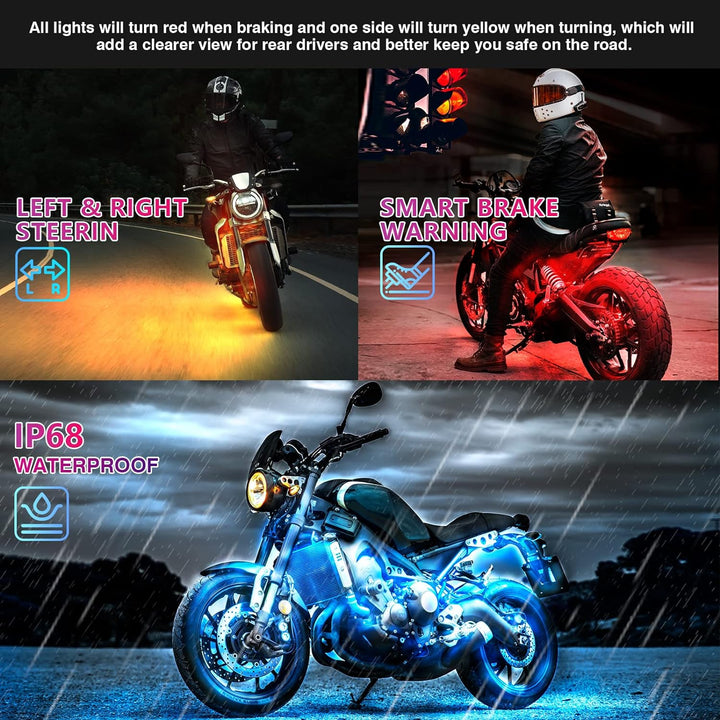 12pcs Motorcycle LED Light Kit Brake Light Turn Signal Set