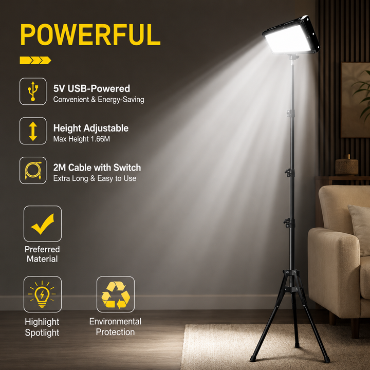 Camping LED Work Light with Tripod Stand Portable Flood Light Rechargeable
