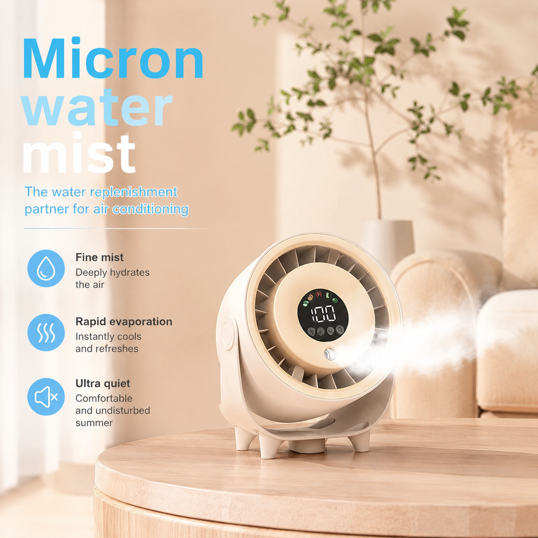Portable Misting Fan Digital Display Quiet Cooling Humidifier Wall Hangable